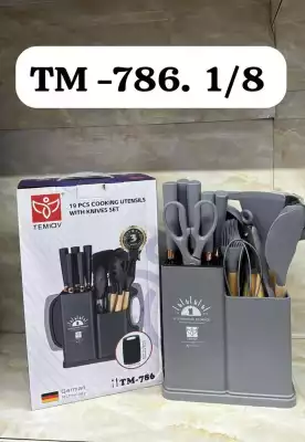 Набор кухонных инструментов Temiov TM-786, 19 шт, нержавеющая сталь, силикон, бамбук